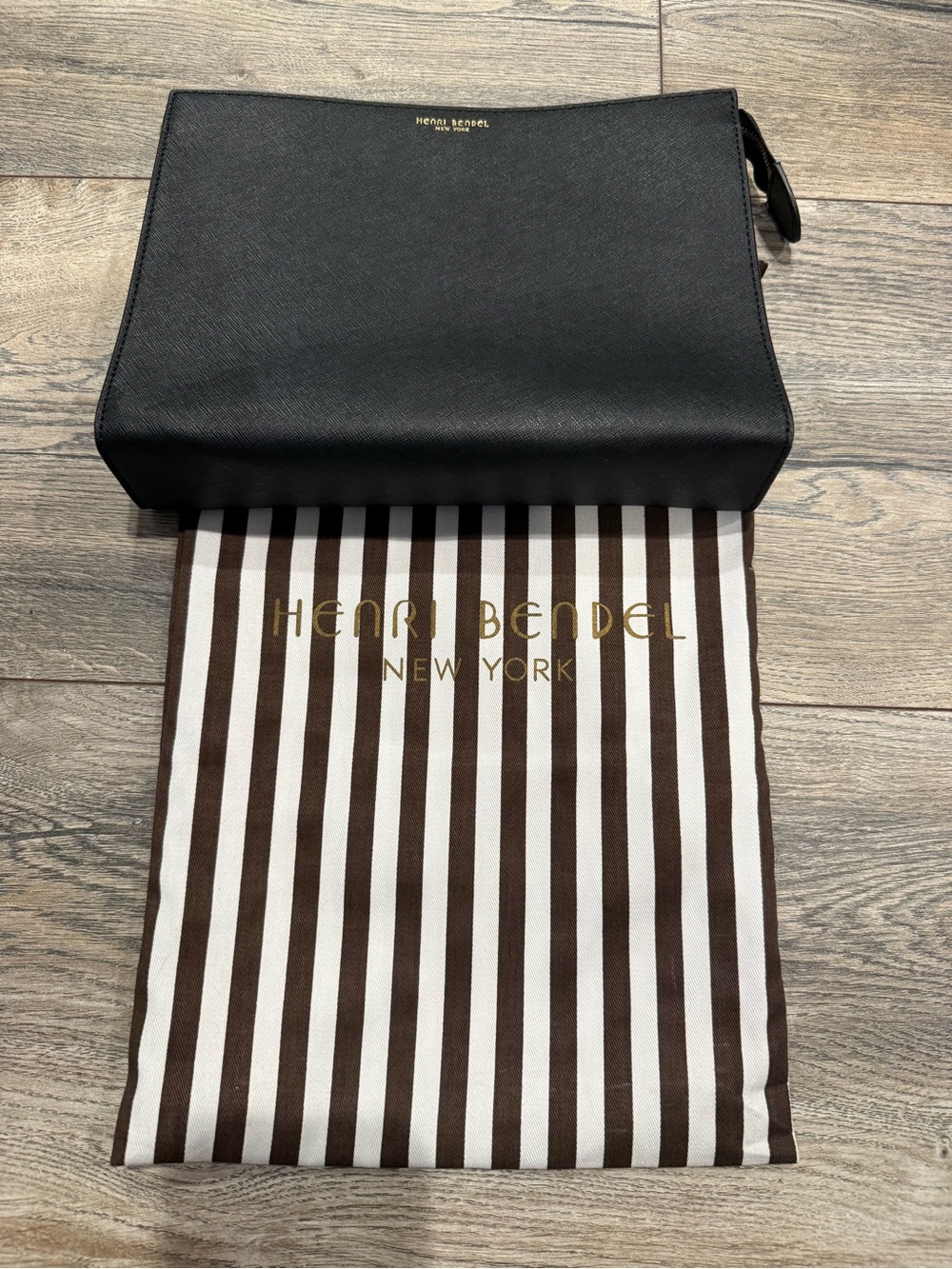 henri bendel Black Leather Clutch